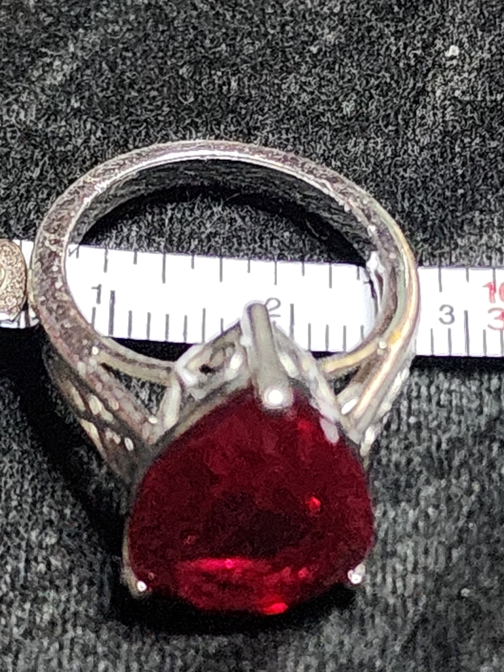 Silver Teardrop Red Stone Ring - Women Jewelry